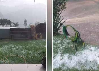 VÍDEO | Moradores registram chuva de granizo em Domingos Martins