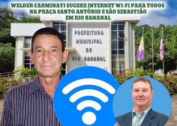 Welder Carminati sugere internet wi-fi para todos na praça Santo Antônio e São Sebastião, em Rio Bananal