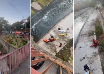Moto bate em grade de proteção e casal cai no leito do rio Arrudas