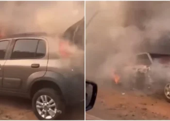 VÍDEO: Carros pegam fogo próximo à entrada de cachoeira em Ouro Preto
