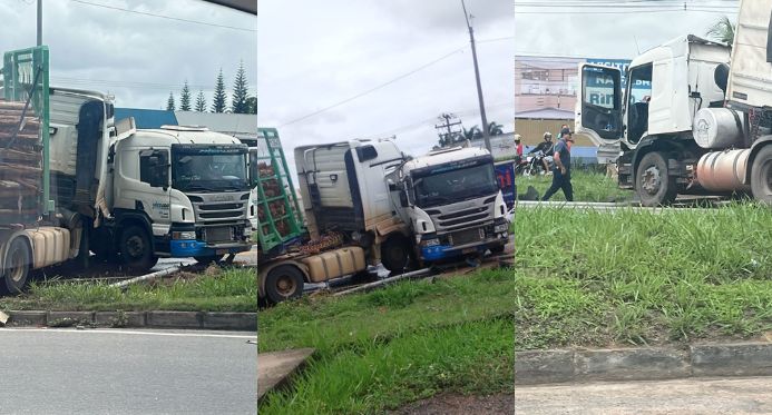 Dois feridos na colisão entre duas carretas na BR 101, em Linhares