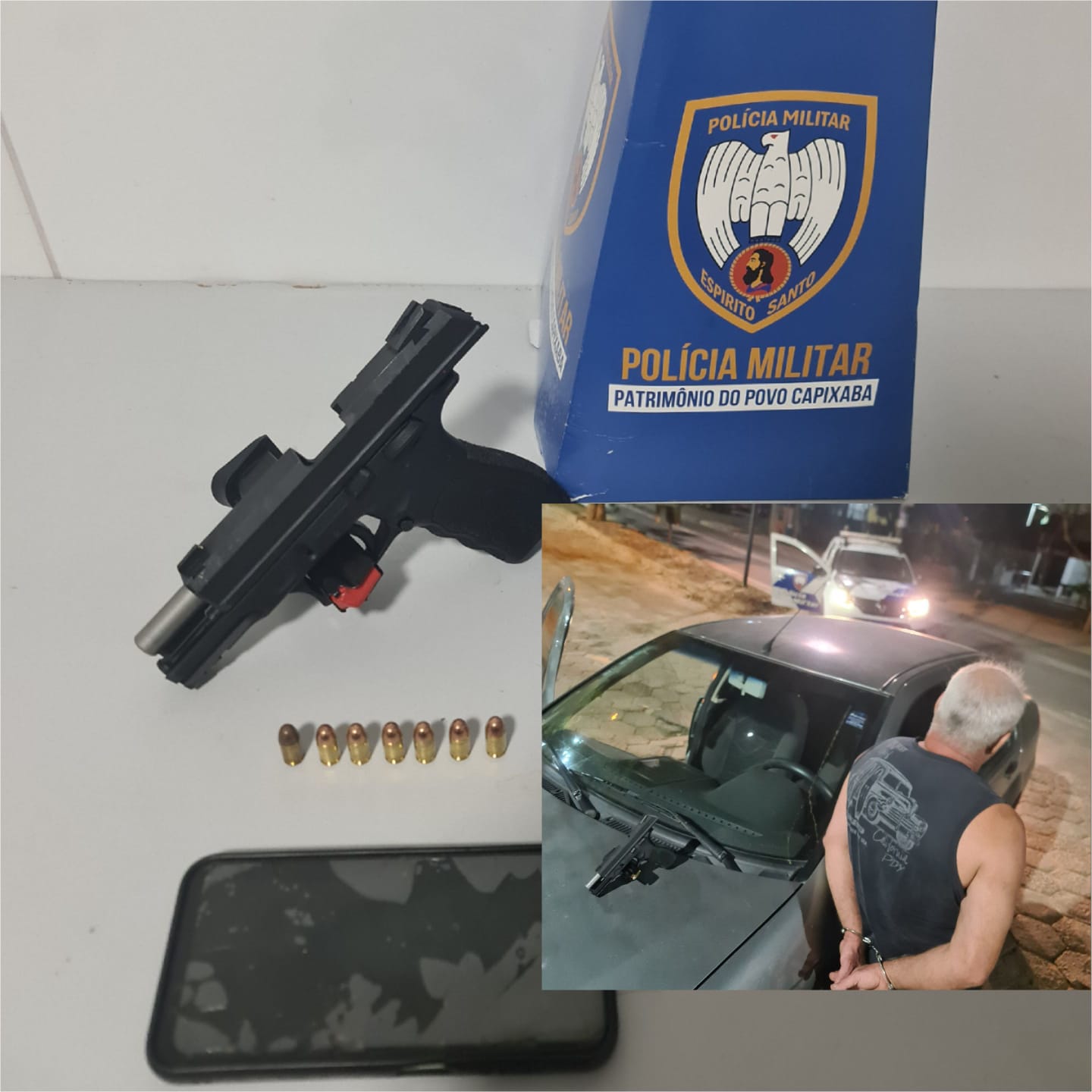 HOMEM É PRESO APÓS ATIRAR CONTRA CARRO EM RIO BANANAL. 