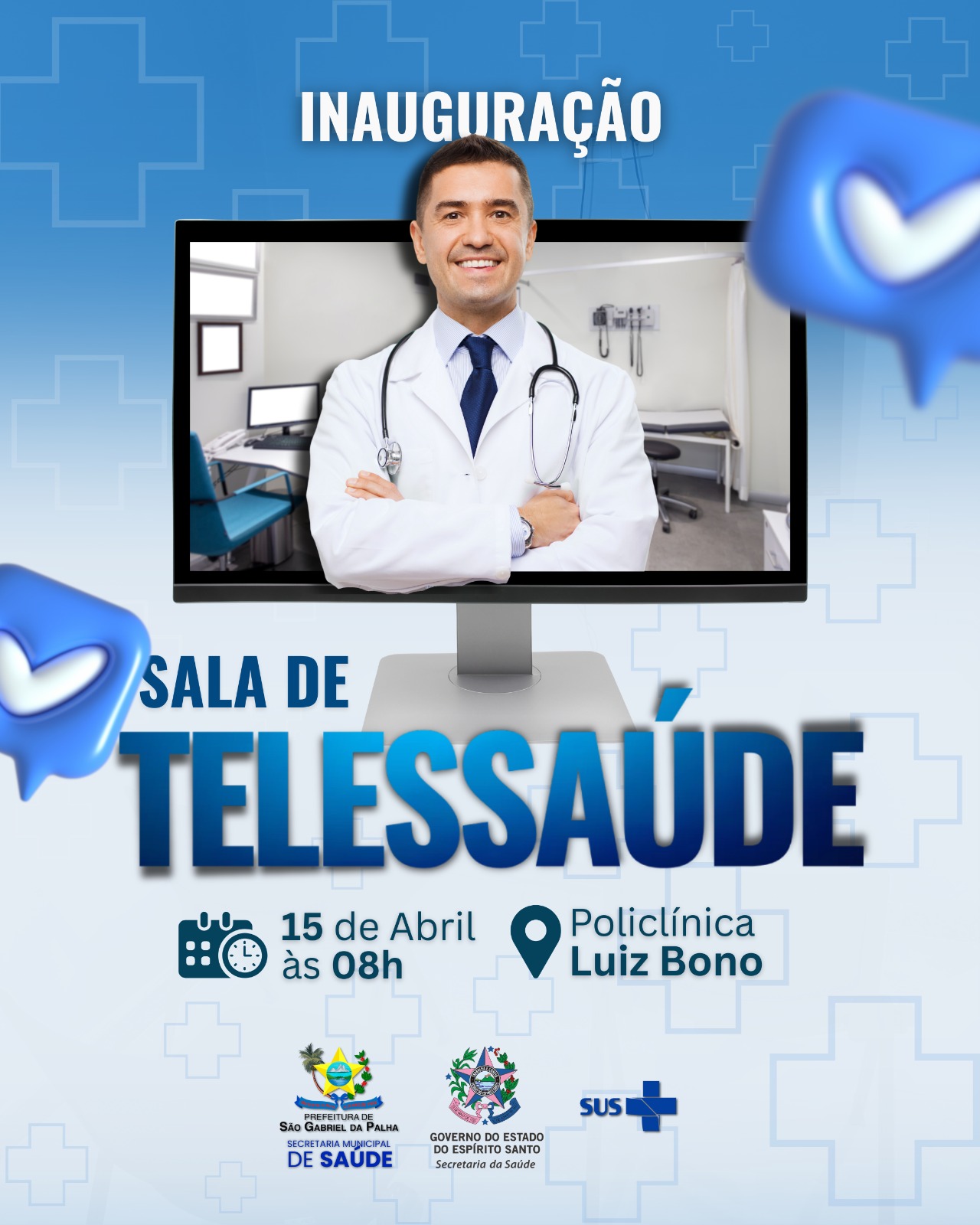 São Gabriel da Palha se prepara para inaugurar Sala de Telessaúde na Policlínica Luiz Bono