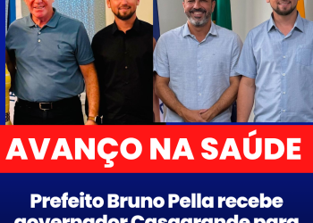 Prefeito Bruno Pella recebe governador Casagrande para inauguração do SERDIA em Rio Bananal nesta quarta-feira (28).