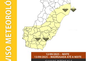 Defesa Civil Estadual avisa sobre probabilidade de chuvas intensas e descargas elétricas